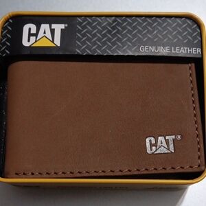 CAT Brown Leather Key & Card Holder